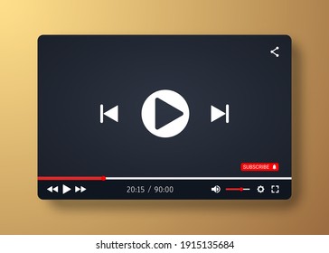 Video player template for web or mobile apps. Vector illustration.