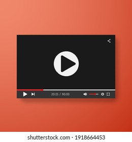 Video player template for web or mobile apps. Vector illustration.