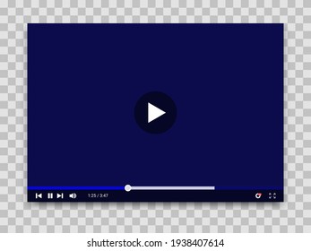 Video player template for web or mobile apps. Vector interface of video and audio player. Vector illustration.