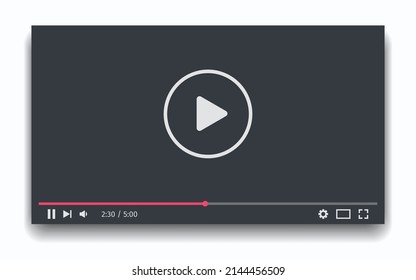 Video player template for web or mobile apps. Vector illustration.