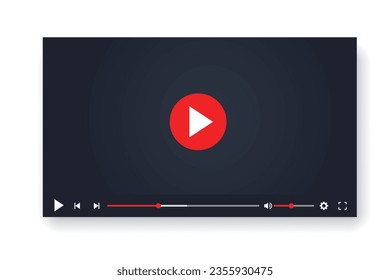 Plantilla de reproductor de vídeo para aplicaciones web o móviles. ilustración vectorial del reproductor de youtube. diseño plano