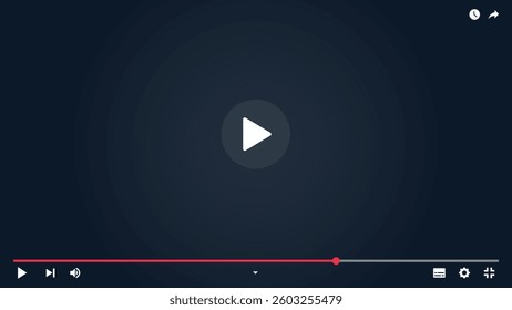 Video player template for web or mobile applications. Vector illustration