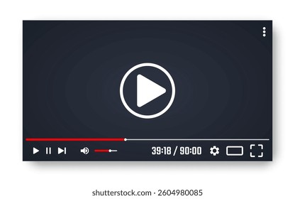 Video player template for web or mobile apps. Vector illustration.