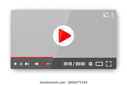 Video player template for web or mobile apps. Vector illustration.