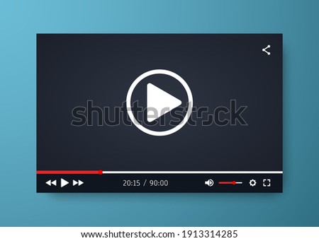 Video player template for web or mobile apps. Vector illustration.