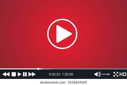 Video player template for web, movie screen vector illustration. Modern flat video player interface.