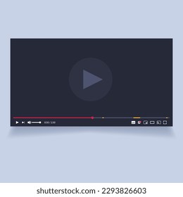 Video player template. Youtube video player mockup. Video content mockup. Social media content. Social media player