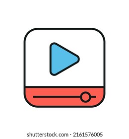 Video player thin line icon. Color. Element of simple icon for websites, web design, mobile app, info graphics. Thin line icon for website design and development, app development.