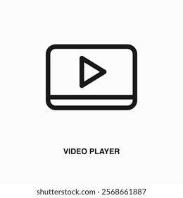 Video Player thin line icon or logo. Symbol or sign on business or finance ui theme. Vector line illustration.