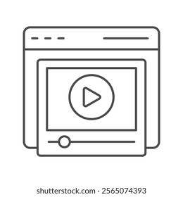 Video Player thinline icon , vector, pixel perfect, illustrator file