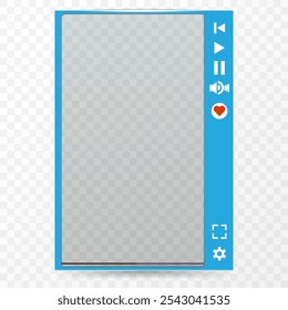 Interface transparente do reprodutor de vídeo. Layout de aplicativo de tela de vídeo, IU de vetor do reprodutor de fluxo da Web ou sobreposição do painel de controle de áudio ao vivo. Interface transparente de exibição de streaming de mídia online