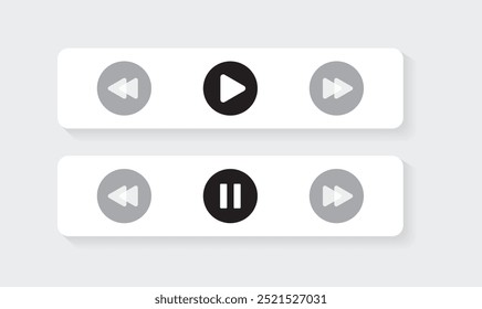 Video Player Ui design Control Bar with Play, Pause, Forward, and Backward Buttons, Featuring a Modern and Sleek Design, Perfect for Video Streaming, Online Courses, and Social Media Platforms