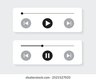 Video Player Ui design Control Bar with Play, Pause, Forward, and Backward Buttons, Featuring a Modern and Sleek Design, Perfect for Video Streaming, Online Courses, and Social Media Platforms