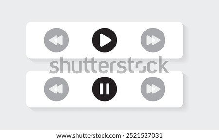 Video Player Ui design Control Bar with Play, Pause, Forward, and Backward Buttons, Featuring a Modern and Sleek Design, Perfect for Video Streaming, Online Courses, and Social Media Platforms