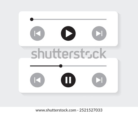 Video Player Ui design Control Bar with Play, Pause, Forward, and Backward Buttons, Featuring a Modern and Sleek Design, Perfect for Video Streaming, Online Courses, and Social Media Platforms