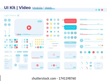 Video player UI elements kit. Volume options. Multimedia control isolated vector icon, bar and dashboard template. Web design widget collection for mobile application with light theme interface