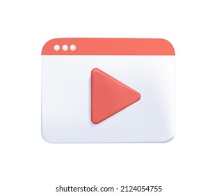 Video player, ui play button. Video, streaming, interface multimedia concept. 3d vector icon. Web page Cartoon minimal render. Realistic 3d screen live stream. Video frame icon. 3D vector free to edit