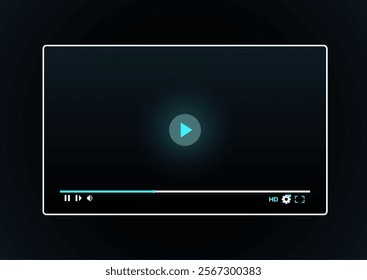 Video player ui template. Stream screen interface, social media mobile app online movie music play tube channel website window mockup with button bar panel vector illustration original artwork