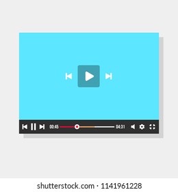 Video Player User interface in vector. Player color skin