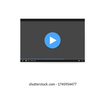 Video player vector background, play button website window mediaplayer illustration.