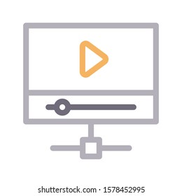 video player vector color line icon 