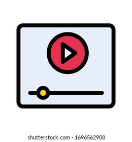 video player vector flat color icon 