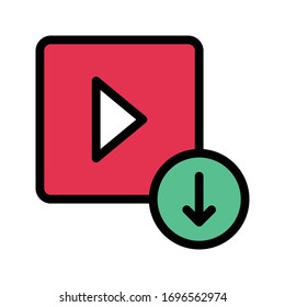 video player vector flat color icon 