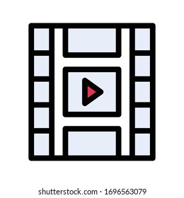video player vector flat color icon 