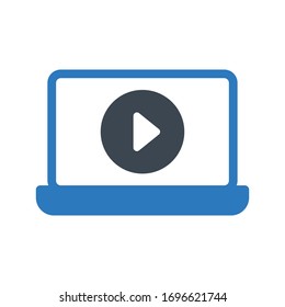 icono de color de glifo vectorial del reproductor de vídeo 