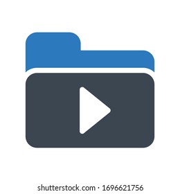 video player vector glyph color icon 