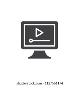 Video player vector icon. filled flat sign for mobile concept and web design. Computer PC Video Play simple solid icon. Symbol, logo illustration. Pixel perfect vector graphics