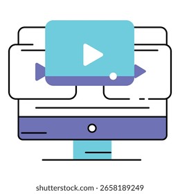 Ícone De Vetor Do Player De Vídeo Em Estilo Plano