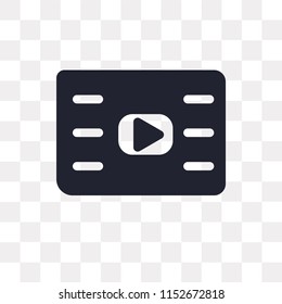 Video player vector icon isolated on transparent background, Video player logo concept