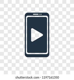 Video player vector icon isolated on transparent background, Video player transparency logo concept