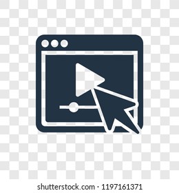 Video player vector icon isolated on transparent background, Video player transparency logo concept