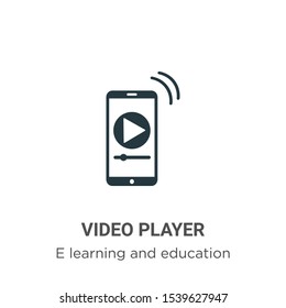 Video player vector icon on white background. Flat vector video player icon symbol sign from modern e learning and education collection for mobile concept and web apps design.