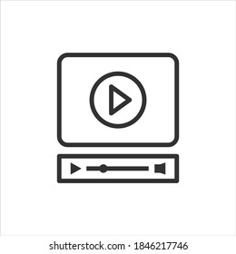 Icono vectorial del reproductor de vídeo en fondo blanco