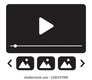 Video player vector icon on white background.