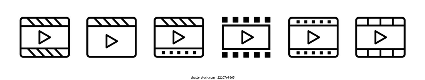 Video Player Vector icon Set. Film strip icon. Video Play icon on display, Stock Vector Illustration