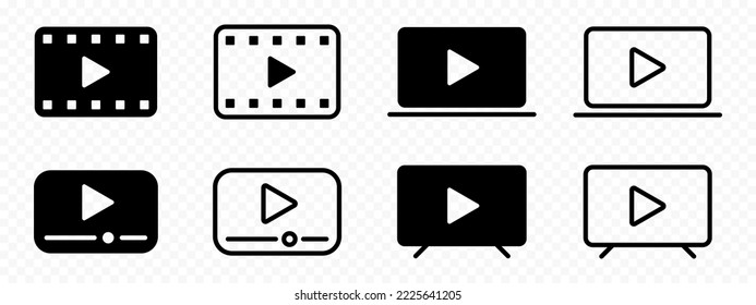 Video player vector icon set. Video device collection. Video icon set. Vector