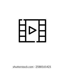 Video player with vector line art . Sign and symbol. Clip art, minimalist simple outline. Hand drawing technology illustration. Sticker print design