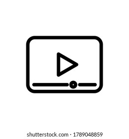 Video player vector linear icon, play broadcasting isolated symbol media movie button illustration