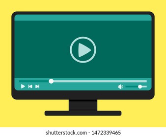 Video Player Vector Online Program on PC Desktop Computer User Interface Elements Illustration. Video Player Concept. Can be used in web and mobile. Suitable for infographic.
