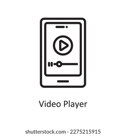 Video Player Vector Outline icon Design illustration. Music Symbol on White background EPS 10 File