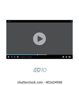 Video Player vector template for web interface