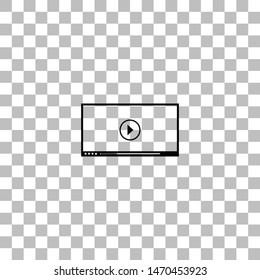 Video player for web. Black flat icon on a transparent background. Pictogram for your project