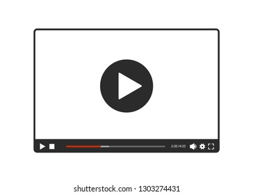 Video player for web in black and white, vector