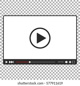 Video player for web in black and white, vector