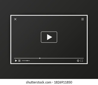 Video player for web design. Realistic window. Vector illustration.