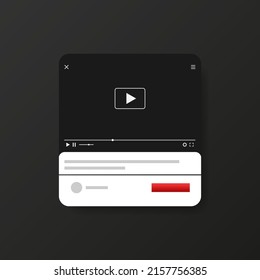 Video player for web design. Realistic window. Vector illustration.